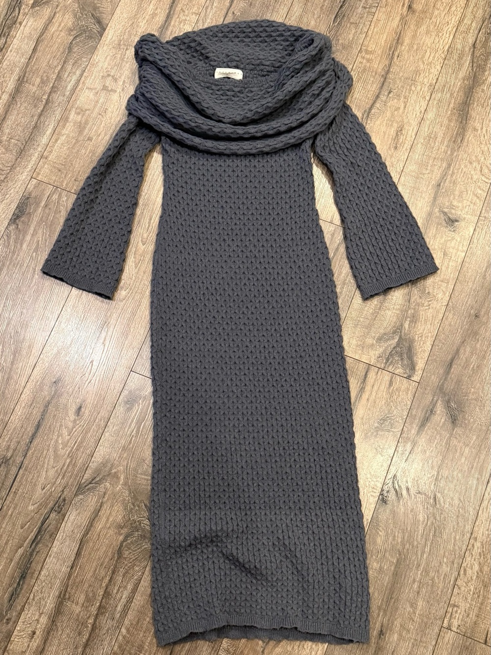 Missguided Charcoal Cable-Knit Off-Shoulder Maxi Dress